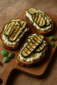 tartines à la courgette grillée, ricotta et cbd