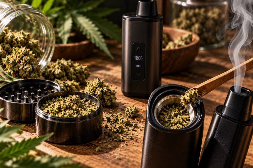 Vaporisateur à herbes avec fleur de CBD