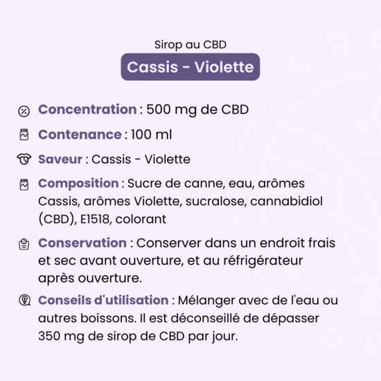 Sirop au CBD Cassis-Violette