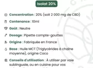 Huile de CBD 20% Isolat  Green Owl