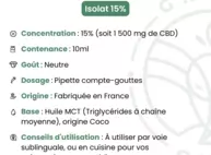 Huile de CBD 15%  Isolat Green Owl